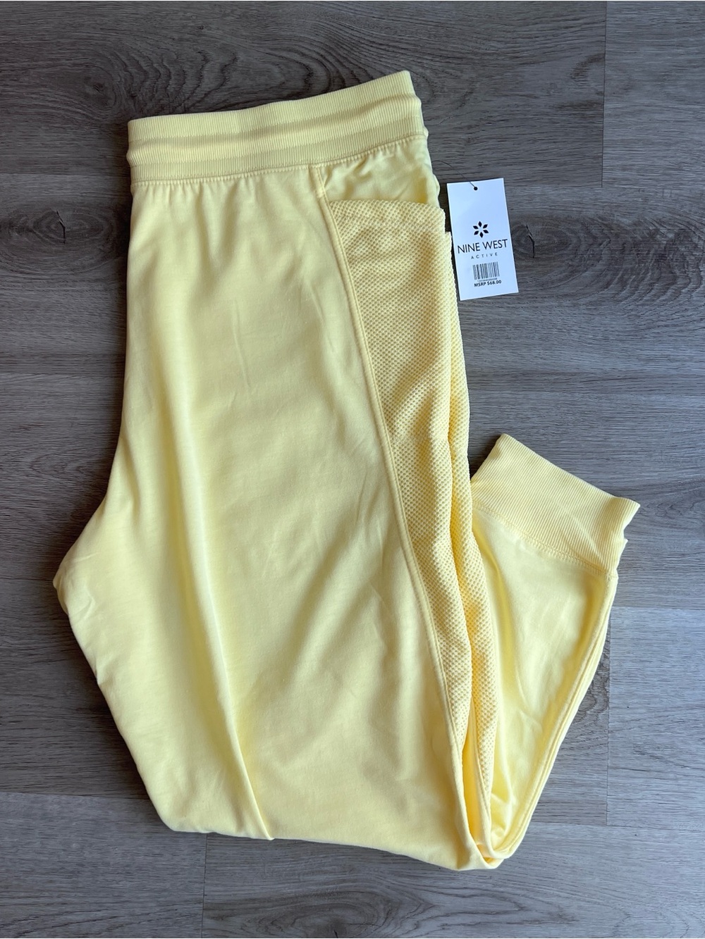 NWT Nine West Lightweight Sweatpants Womens 3X Pastel Yellow Drawstring Joggers